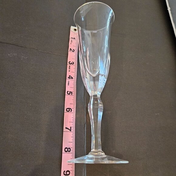 Three Cut Glass Heavy Champagne Flutes 8 1/2 inch high - Picture 4 of 10